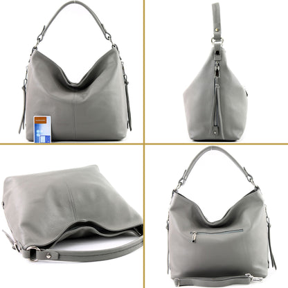 modamoda de T160 Damen Leder Schultertasche Henkeltasche Large handmade in Italy