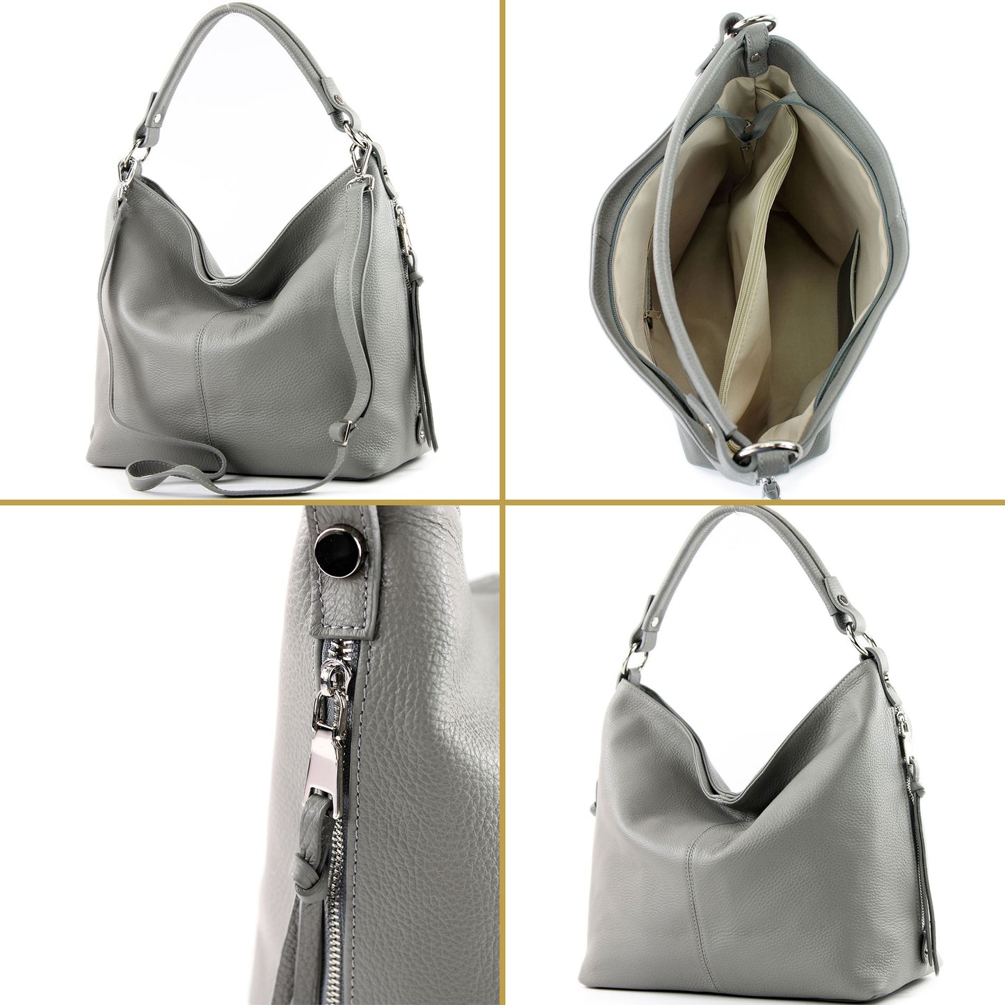 modamoda de T160 Damen Leder Schultertasche Henkeltasche Large handmade in Italy