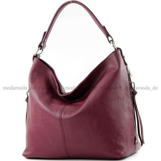 modamoda de T160 Damen Leder Schultertasche Henkeltasche Large handmade in Italy