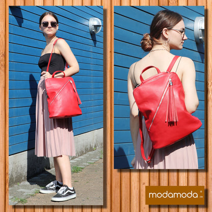modamoda de T161 Damen Leder Rucksack Handtasche handmade in Italy