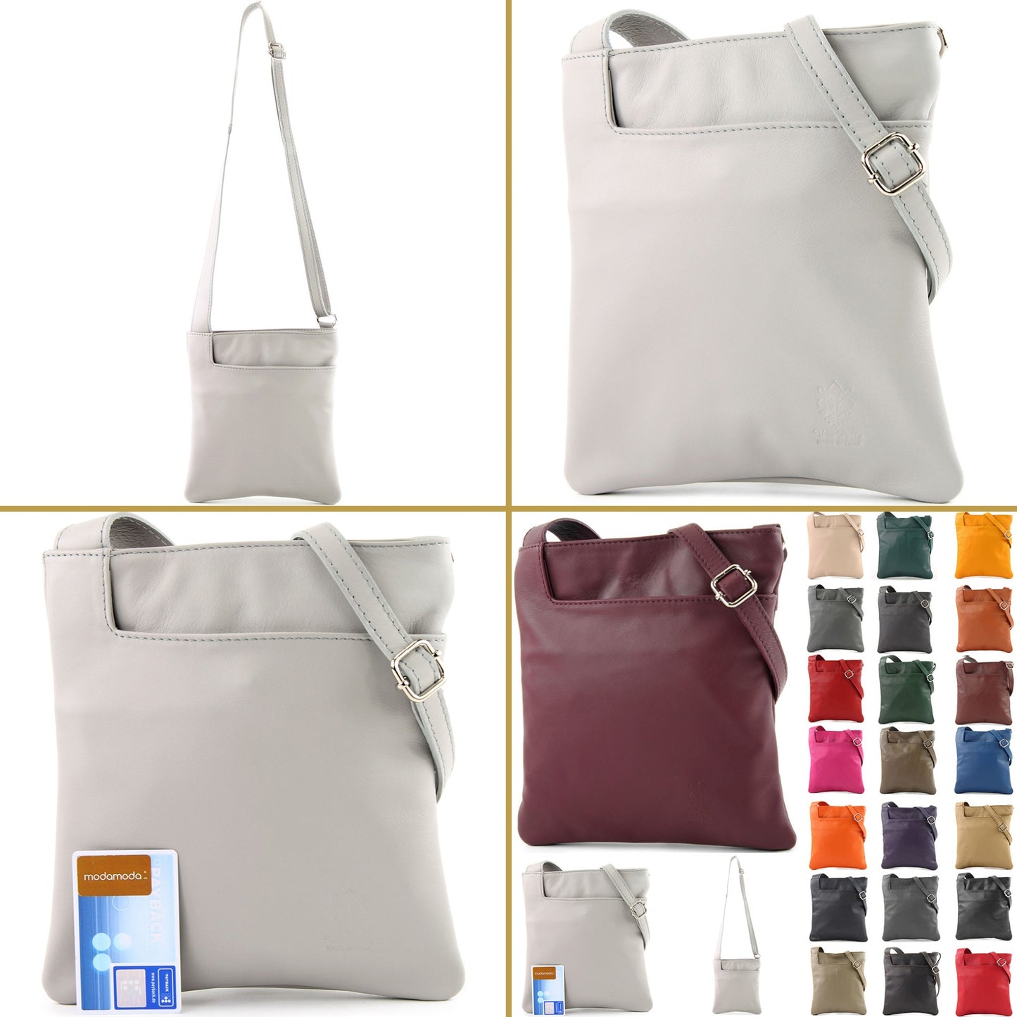 modamoda de - T162 - ital Umhängetasche Klein aus Nappaleder