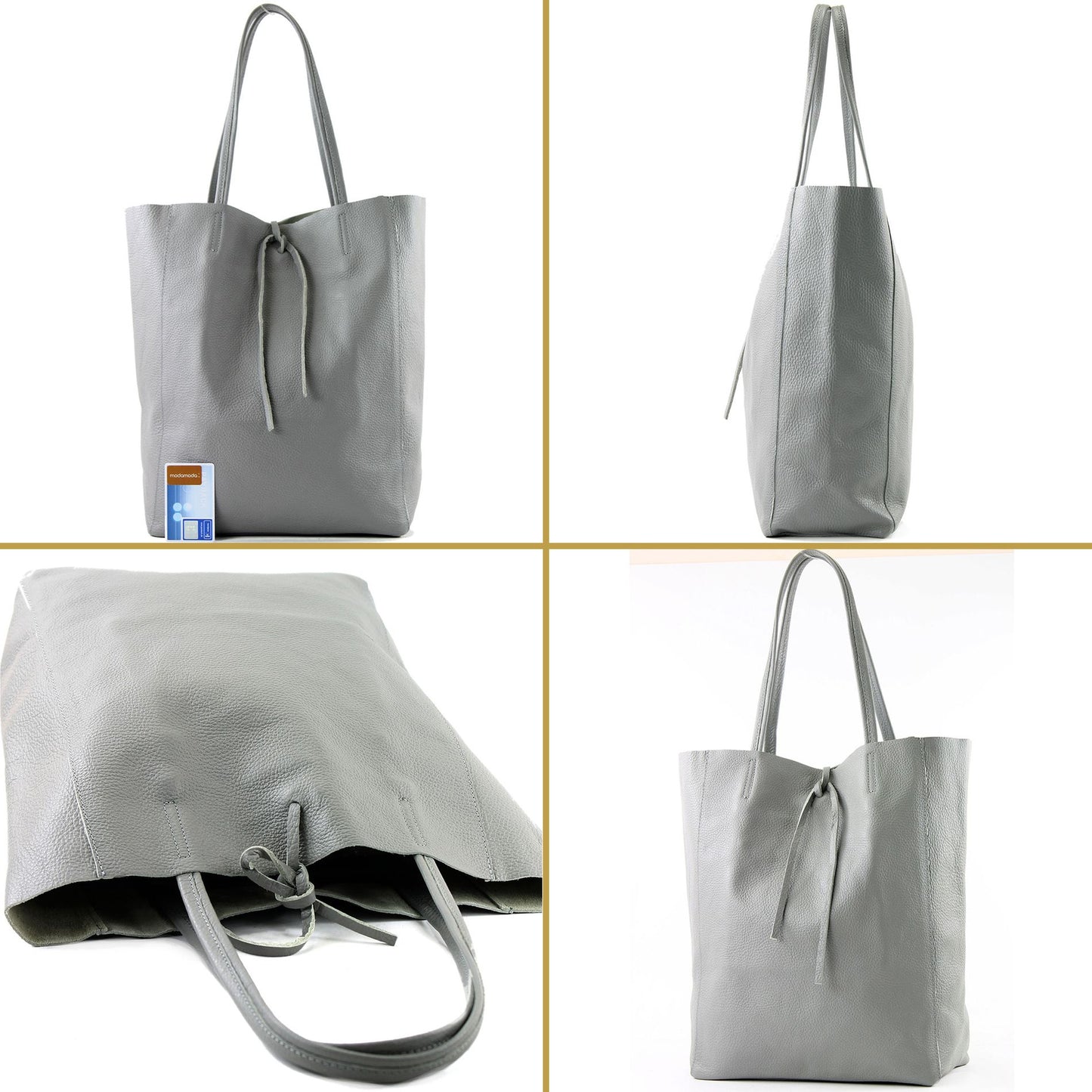 modamoda de T163 Damen Leder Shopper Schultertasche Large mit Innentasche handmade in Italy