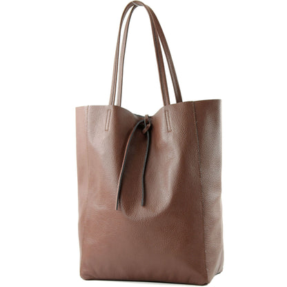 modamoda de T163 Damen Leder Shopper Schultertasche Large mit Innentasche handmade in Italy