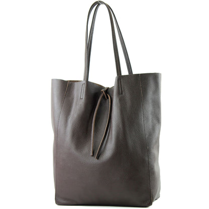 modamoda de T163 Damen Leder Shopper Schultertasche Large mit Innentasche handmade in Italy