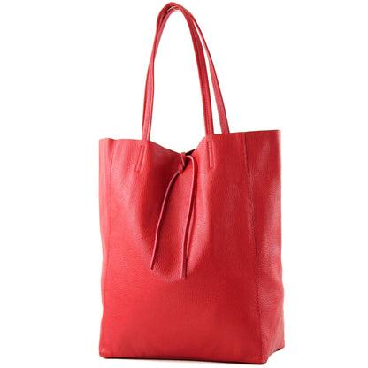 modamoda de T163 Damen Leder Shopper Schultertasche Large mit Innentasche handmade in Italy