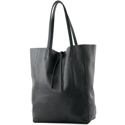 modamoda de T163 Damen Leder Shopper Schultertasche Large mit Innentasche handmade in Italy