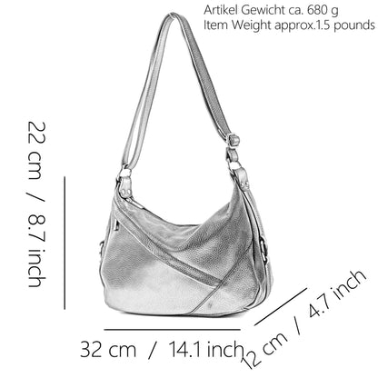 modamoda de -T164 - ital Schultertasche Umhängetasche aus Leder