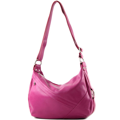 modamoda de -T164 - ital Schultertasche Umhängetasche aus Leder
