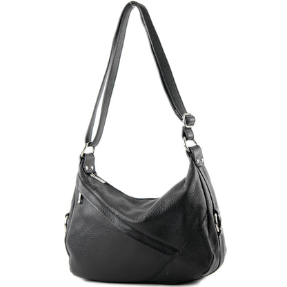 modamoda de -T164 - ital Schultertasche Umhängetasche aus Leder