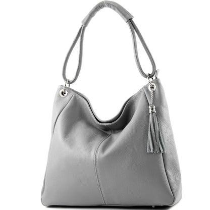 modamoda de - T165 - ital Schultertasche Groß Shopper Leder
