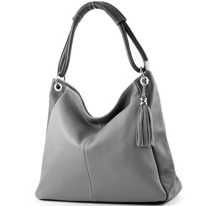 modamoda de - T165 - ital Schultertasche Groß Shopper Leder