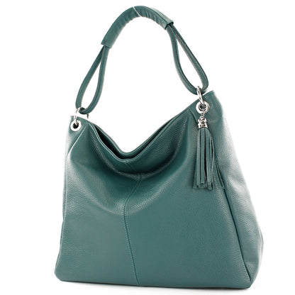 modamoda de - T165 - ital Schultertasche Groß Shopper Leder