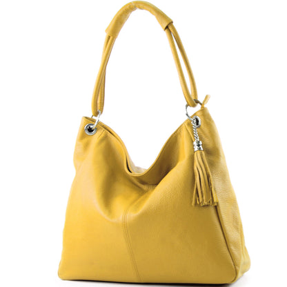 modamoda de - T165 - ital Schultertasche Groß Shopper Leder