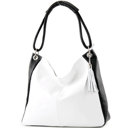 modamoda de - T165 - ital Schultertasche Groß Shopper Leder