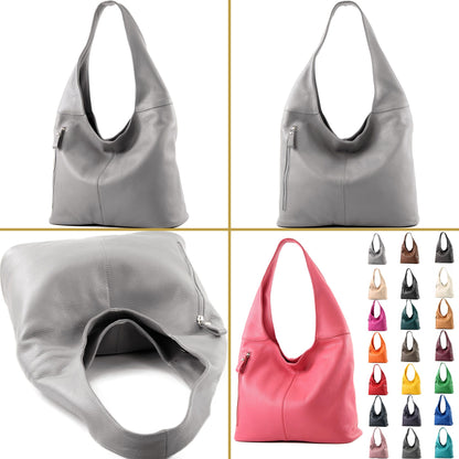modamoda de - T155 - ital. Schultertasche Shopper aus Leder Groß