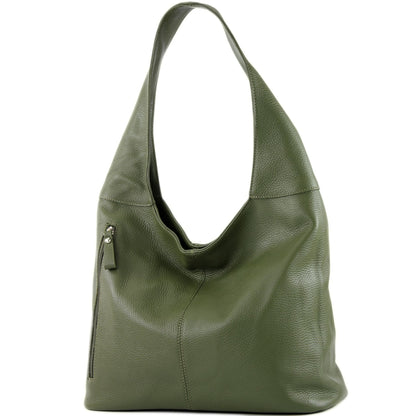 modamoda de - T155 - ital. Schultertasche Shopper aus Leder Groß