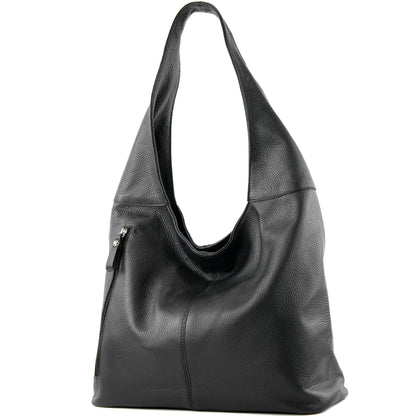 modamoda de - T155 - ital. Schultertasche Shopper aus Leder Groß