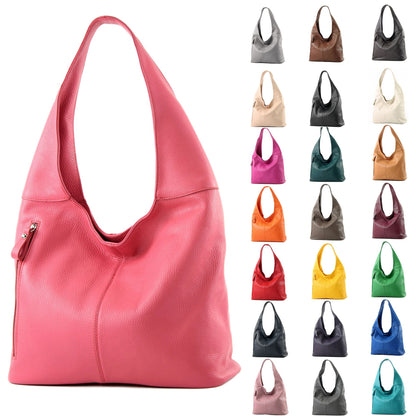 modamoda de - T155 - ital. Schultertasche Shopper aus Leder Groß