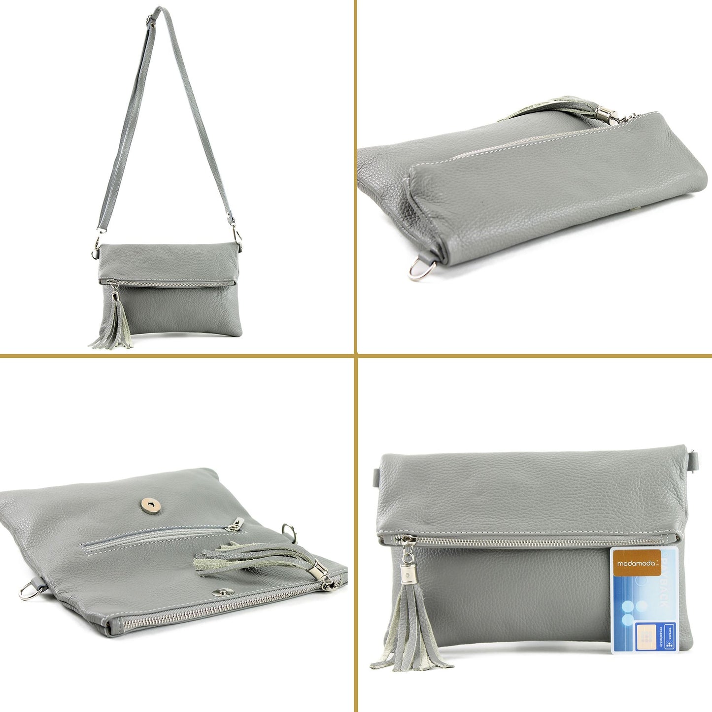 modamoda de T167 Damen Leder Umhängetasche Clutch Small handmade in Italy