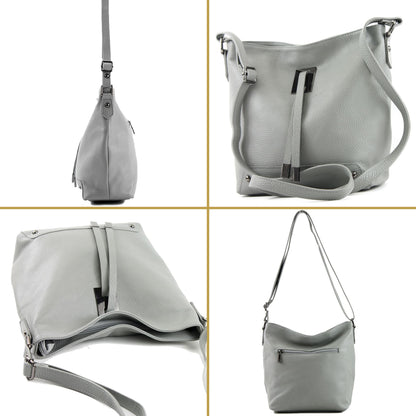 modamoda de - T169 -  ital Umhängetasche Schultertasche aus Leder