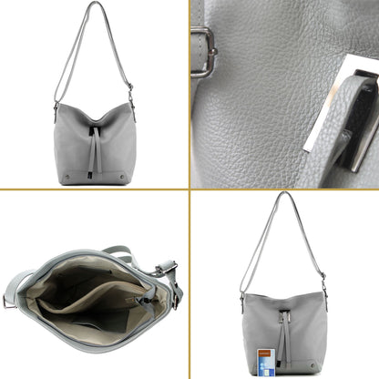 modamoda de - T169 -  ital Umhängetasche Schultertasche aus Leder