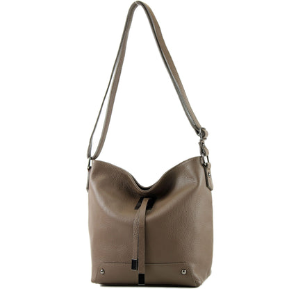 modamoda de - T169 -  ital Umhängetasche Schultertasche aus Leder