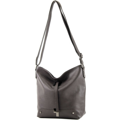 modamoda de - T169 -  ital Umhängetasche Schultertasche aus Leder