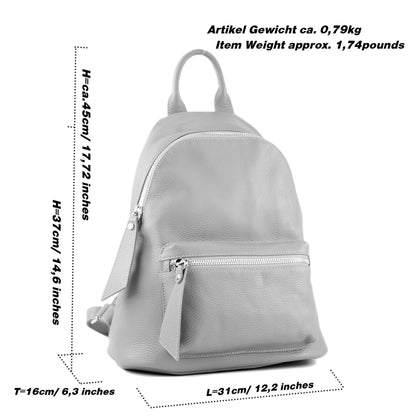 modamoda de - T171A - ital Damen Rucksacktasche aus Leder