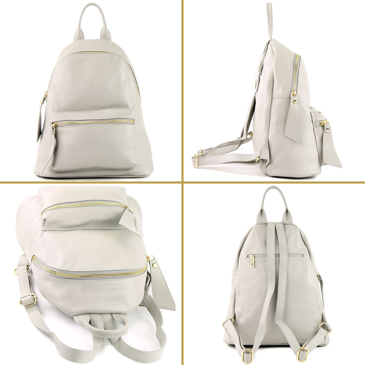 modamoda de - T171A - ital Damen Rucksacktasche aus Leder