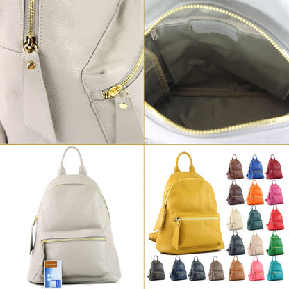 modamoda de - T171A - ital Damen Rucksacktasche aus Leder