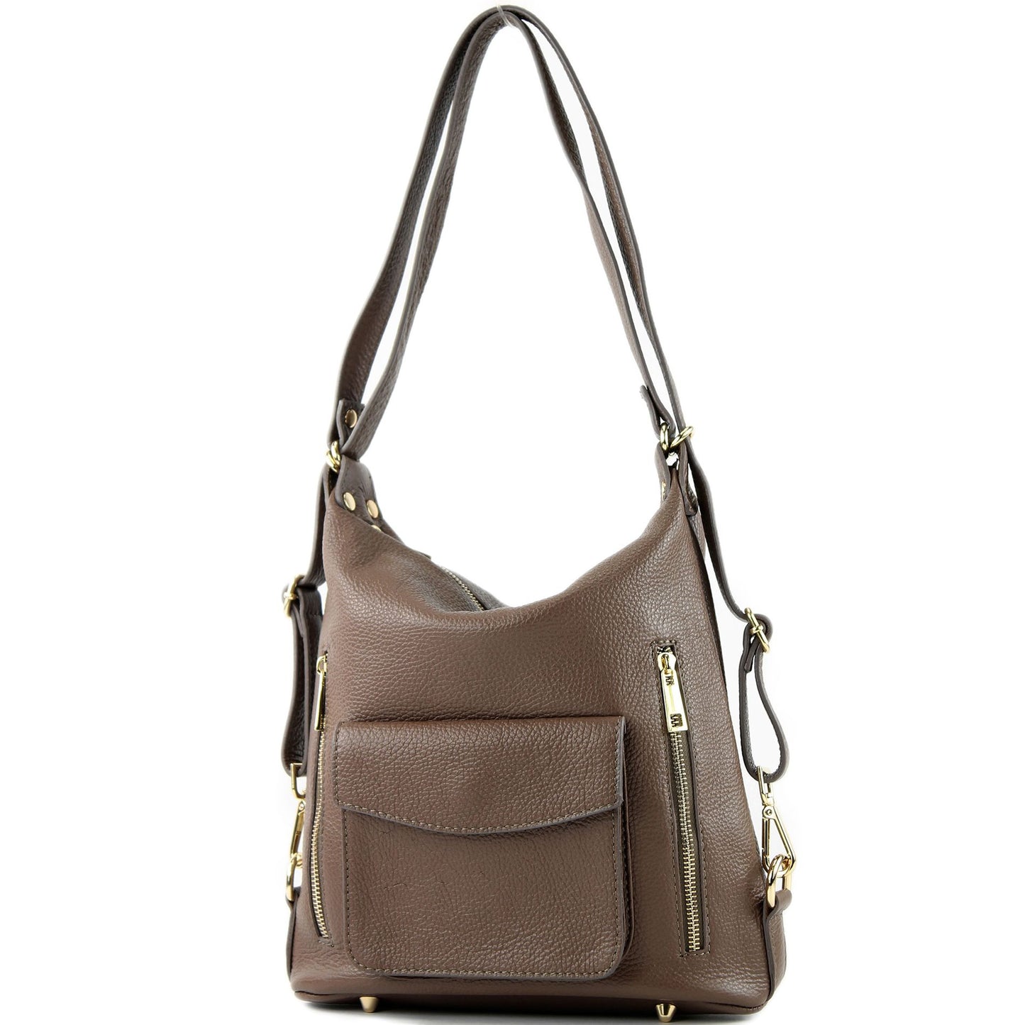 modamoda de - T174 - ital Damen Rucksack Tasche 2in1 aus Leder