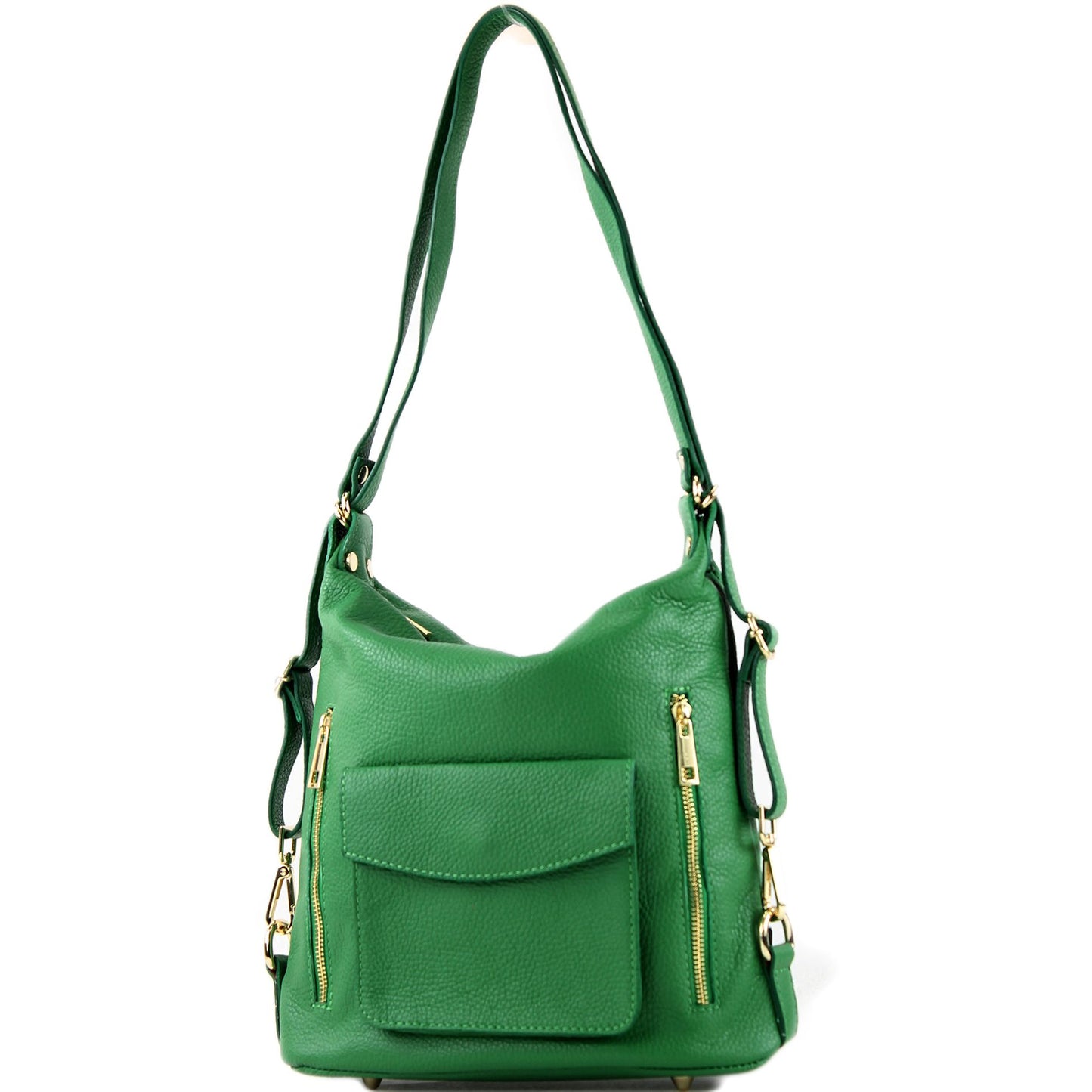 modamoda de - T174 - ital Damen Rucksack Tasche 2in1 aus Leder