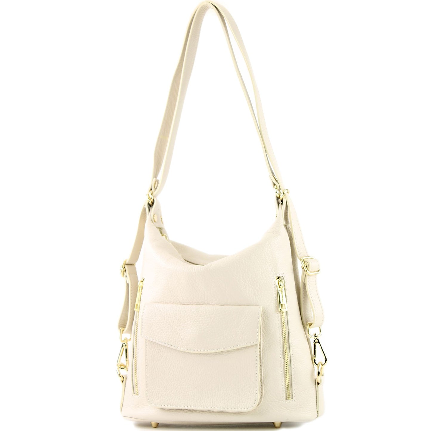 modamoda de - T174 - ital Damen Rucksack Tasche 2in1 aus Leder