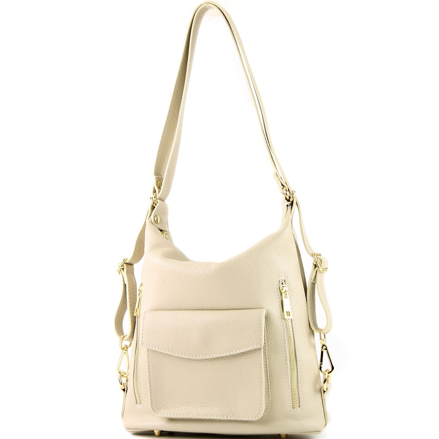modamoda de - T174 - ital Damen Rucksack Tasche 2in1 aus Leder