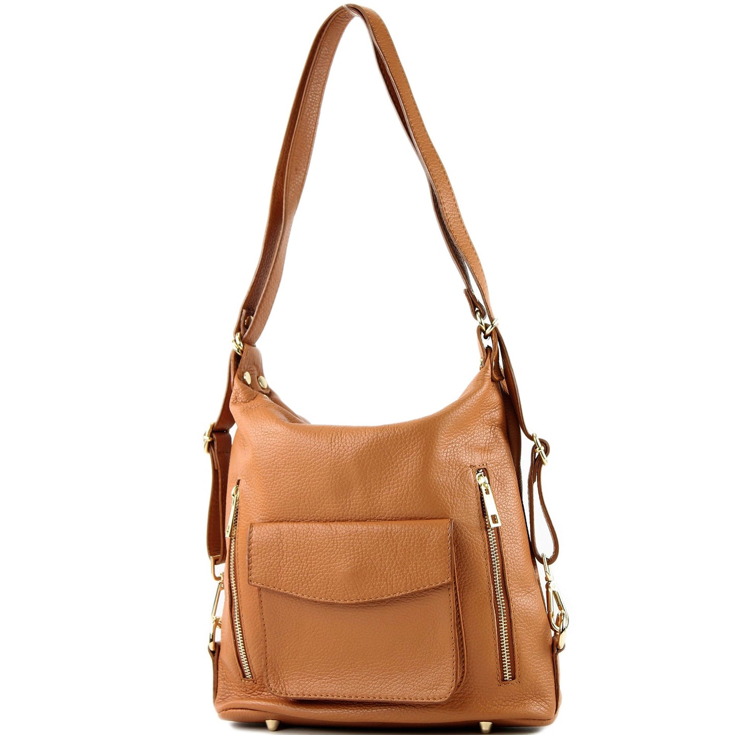 modamoda de - T174 - ital Damen Rucksack Tasche 2in1 aus Leder