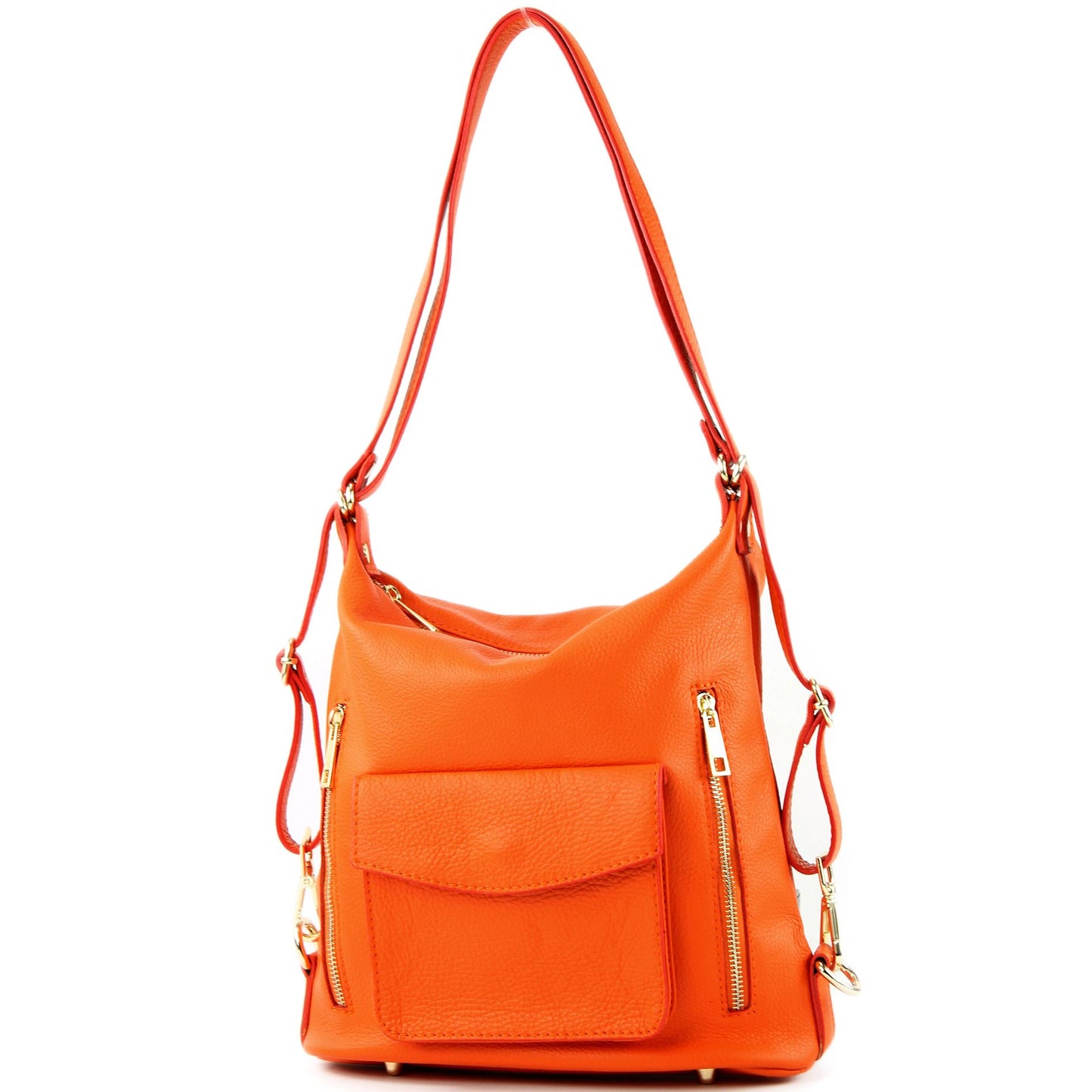 modamoda de - T174 - ital Damen Rucksack Tasche 2in1 aus Leder