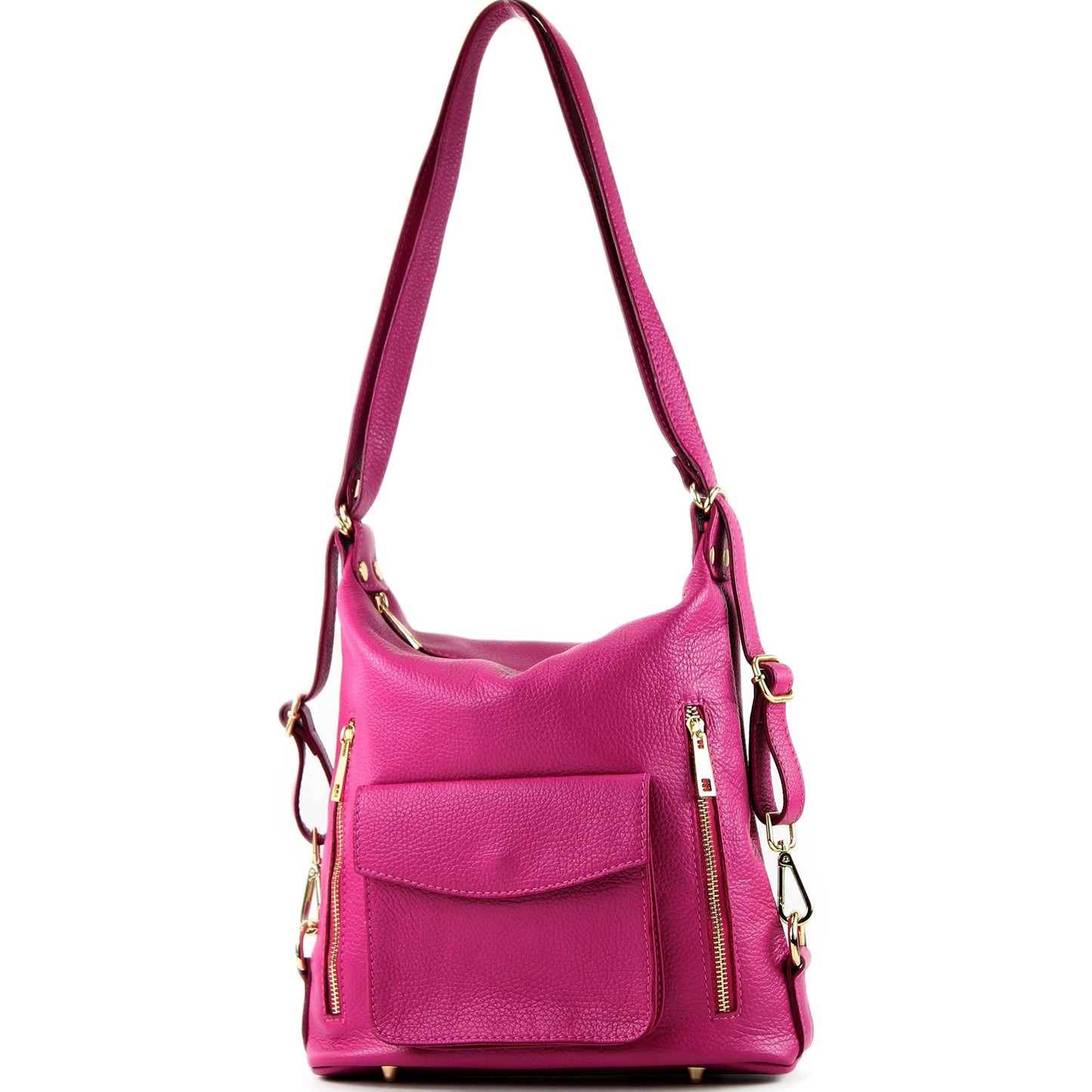 modamoda de - T174 - ital Damen Rucksack Tasche 2in1 aus Leder