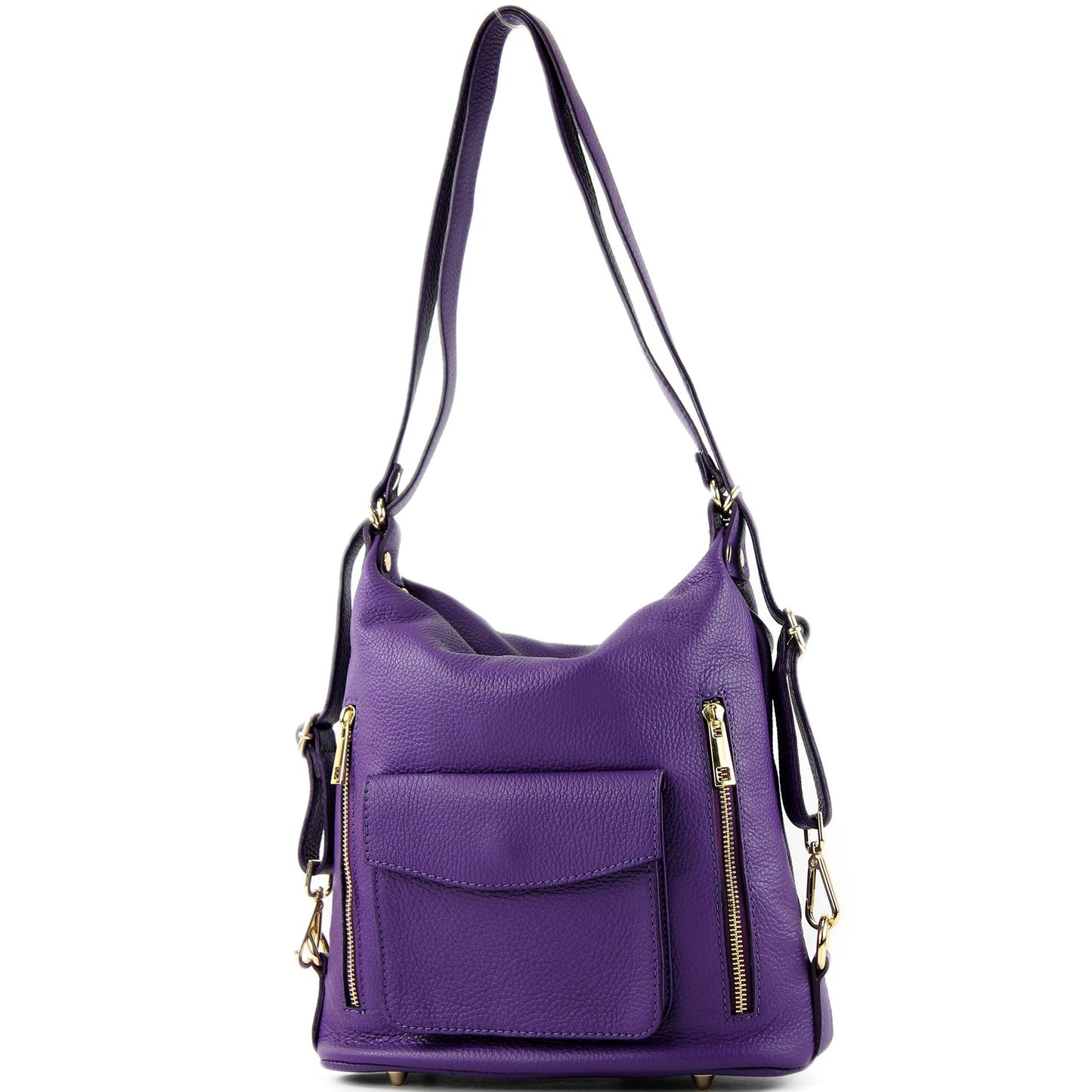 modamoda de - T174 - ital Damen Rucksack Tasche 2in1 aus Leder