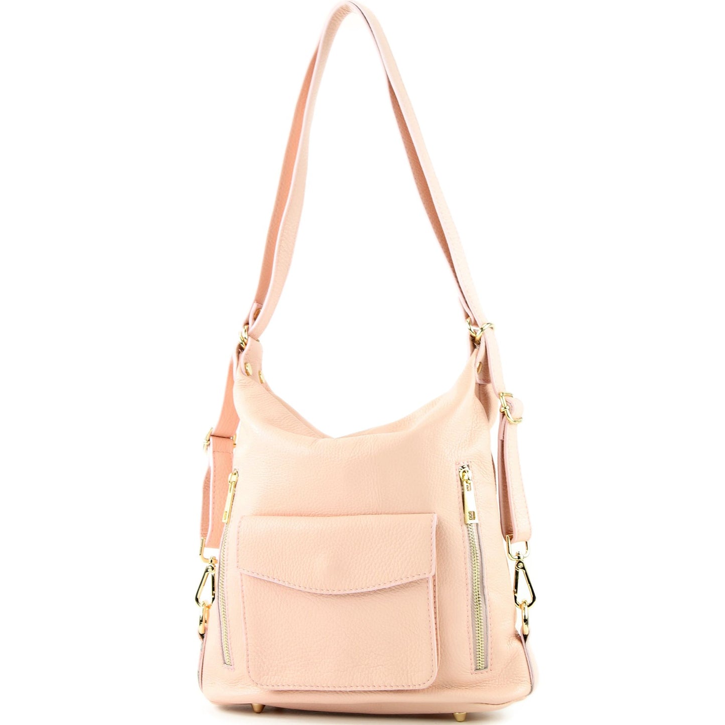 modamoda de - T174 - ital Damen Rucksack Tasche 2in1 aus Leder