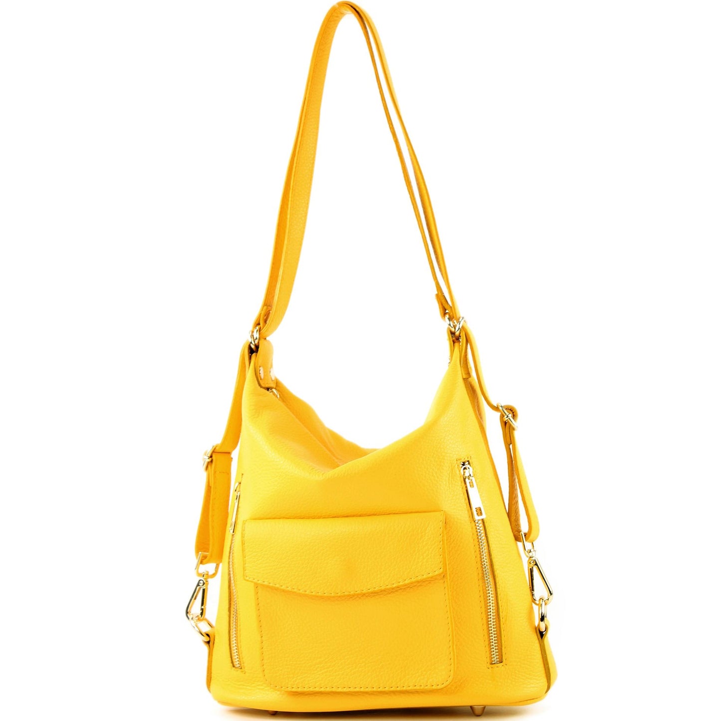 modamoda de - T174 - ital Damen Rucksack Tasche 2in1 aus Leder