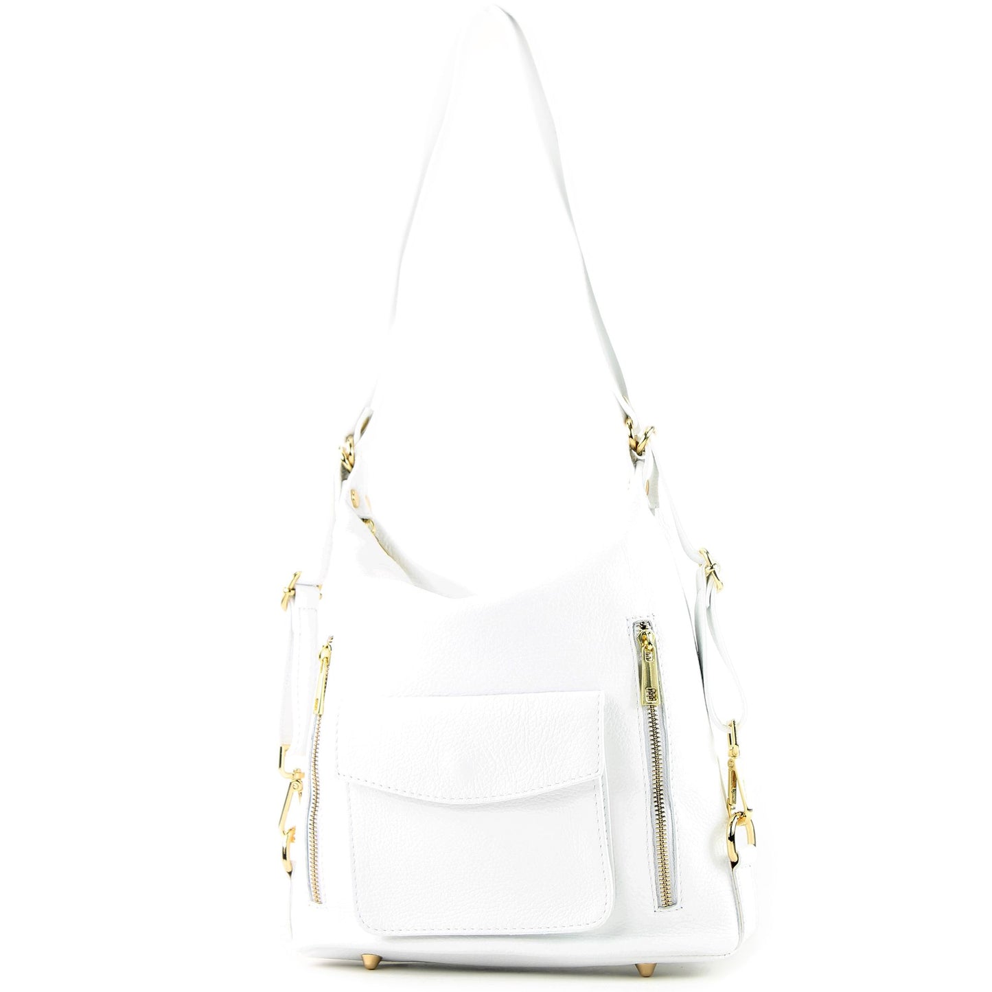 modamoda de - T174 - ital Damen Rucksack Tasche 2in1 aus Leder