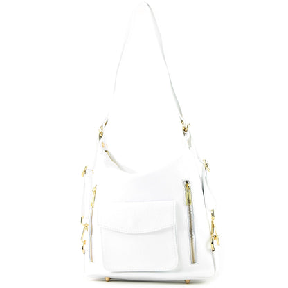modamoda de - T174 - ital Damen Rucksack Tasche 2in1 aus Leder