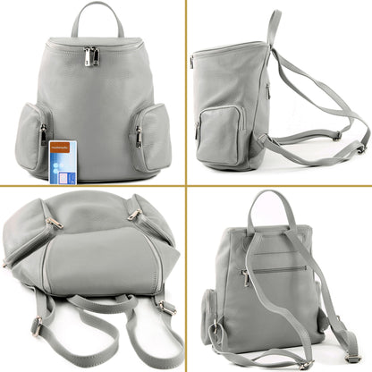 modamoda de - T175 - ital Damen Rucksack Tasche aus Leder
