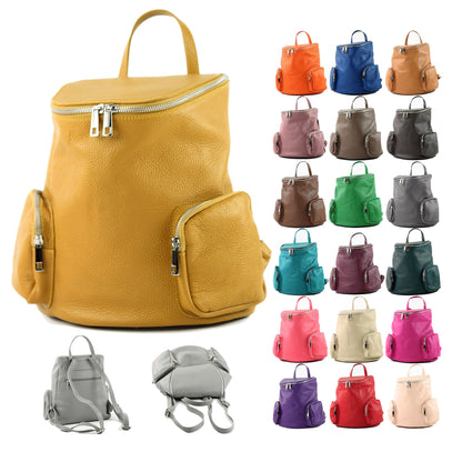 modamoda de - T175 - ital Damen Rucksack Tasche aus Leder