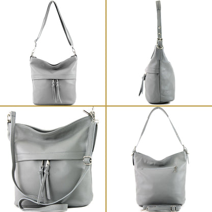 modamoda de - T178 - ital. Umhängetasche Schultertasche aus Leder