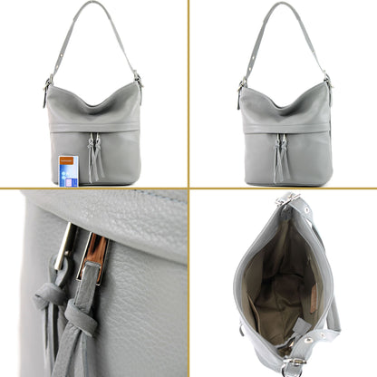 modamoda de - T178 - ital. Umhängetasche Schultertasche aus Leder