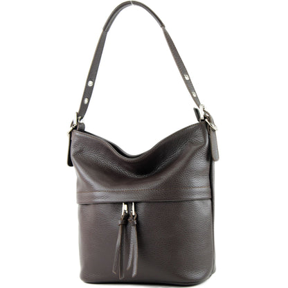 modamoda de - T178 - ital. Umhängetasche Schultertasche aus Leder