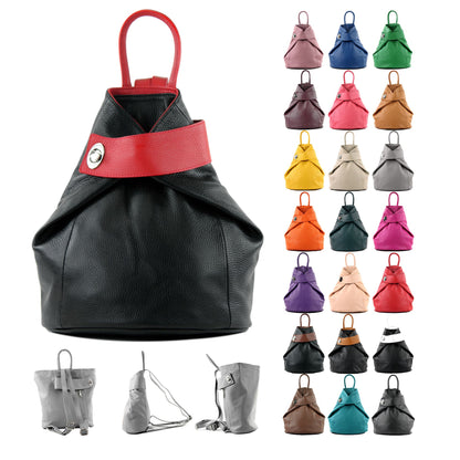 modamoda de - T179 - ital: Damen Rucksack Tasche aus Leder