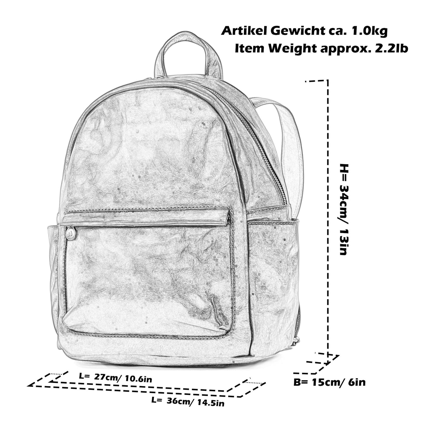 modamoda de - T184 - ital. Rucksack Unisex aus Tamponato Leder
