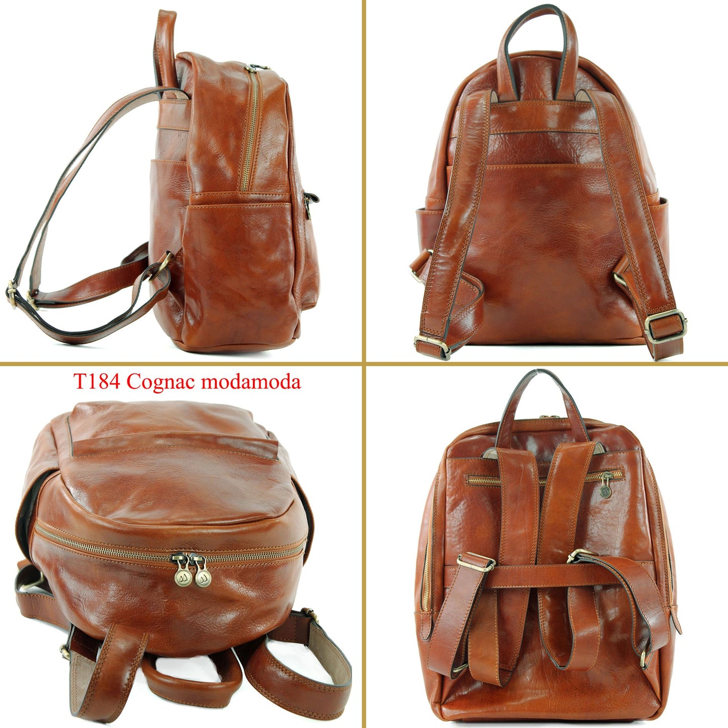 modamoda de - T184 - ital. Rucksack Unisex aus Tamponato Leder